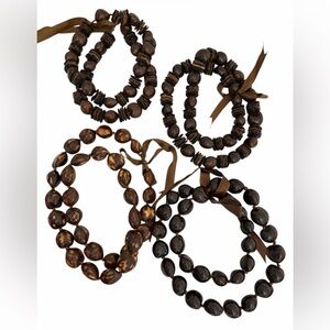 #600 Bundle of 4 Hawaiian Kukui‎ Nut Luau Necklaces